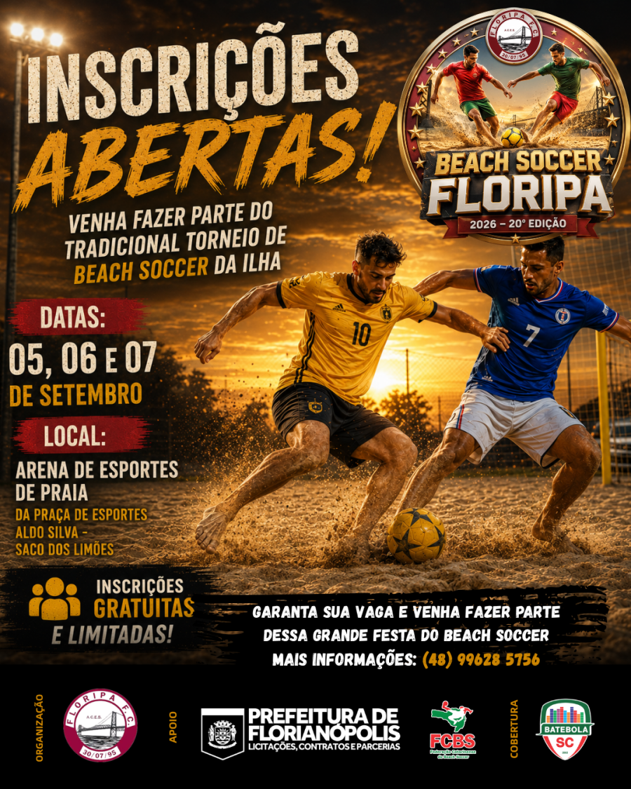 ABERTA AS INSCRIÇÕES PARA O BEACH SOCCER FLORIPA